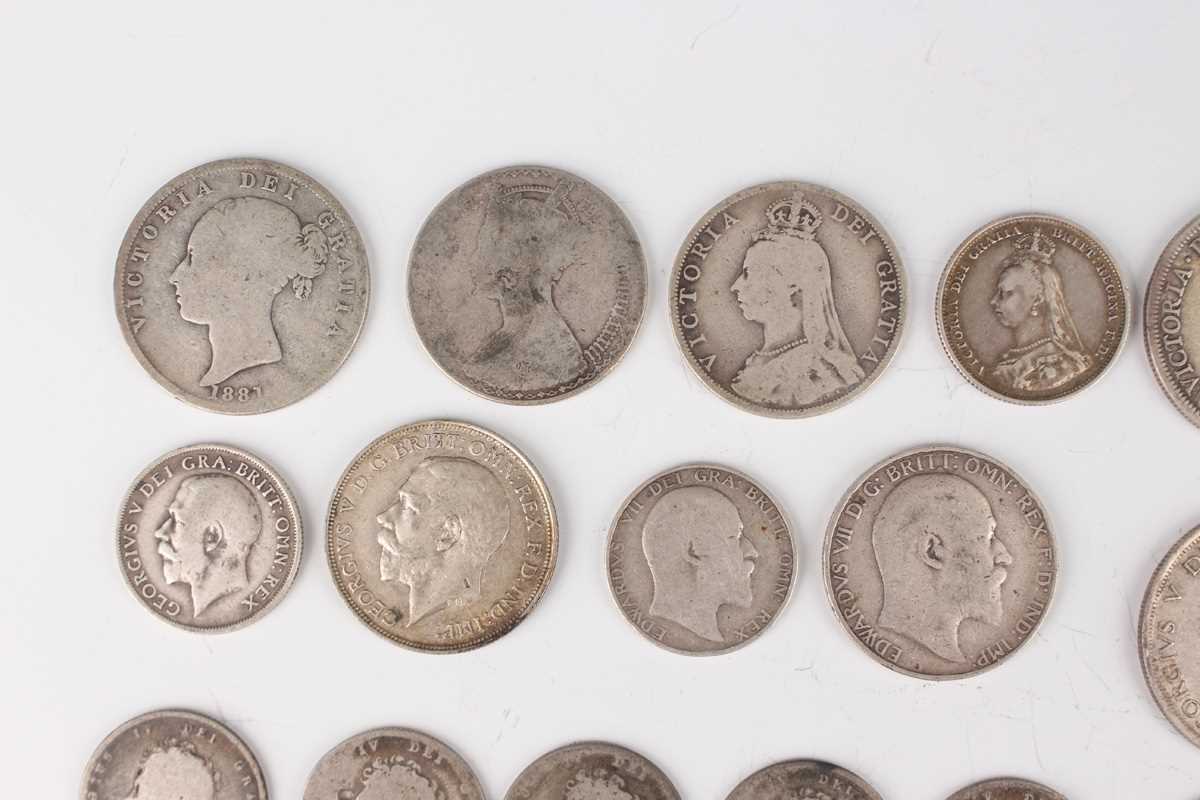 A collection of Victorian and later silver coinage, including a Victoria Young Head shilling 1883, a - Image 2 of 5