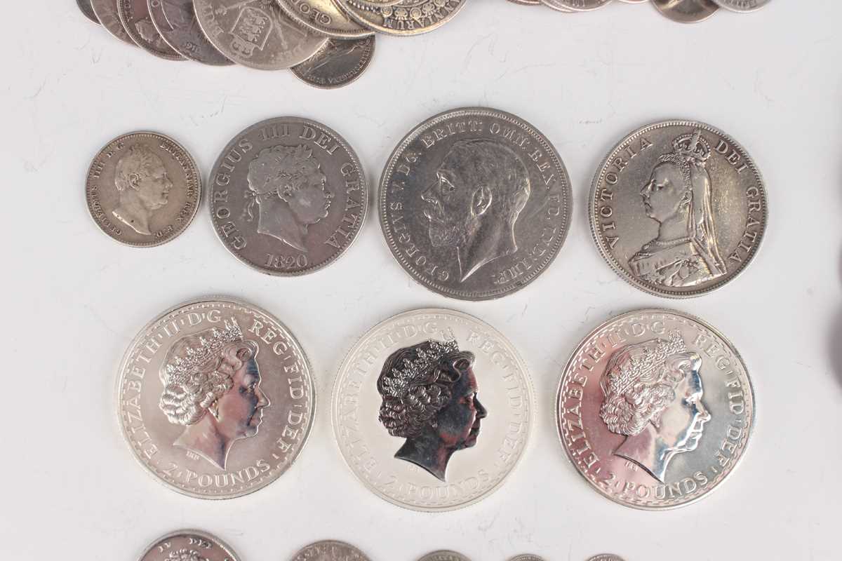 A small collection of silver and silver nickel coinage, including three Elizabeth II silver - Image 2 of 3