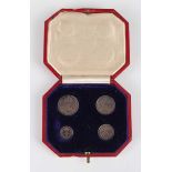 A George V Maundy four-coin set 1920, within original gilt-tooled leather presentation case (