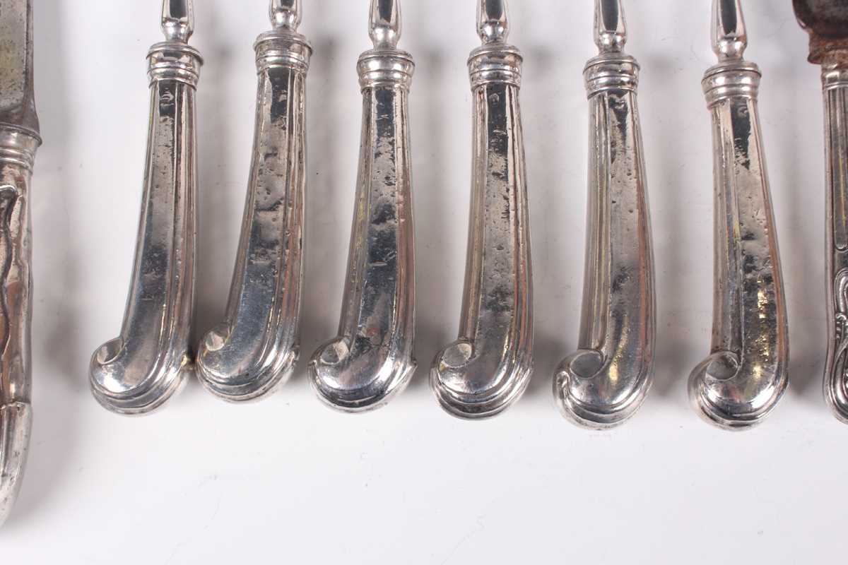 A set of six George V silver pistol handled two-pronged dinner forks, London 1928 by C.W. Fletcher & - Image 3 of 5