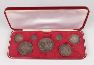 A Victoria Jubilee Head seven-coin specimen set 1887, comprising crown, double florin, half-crown,
