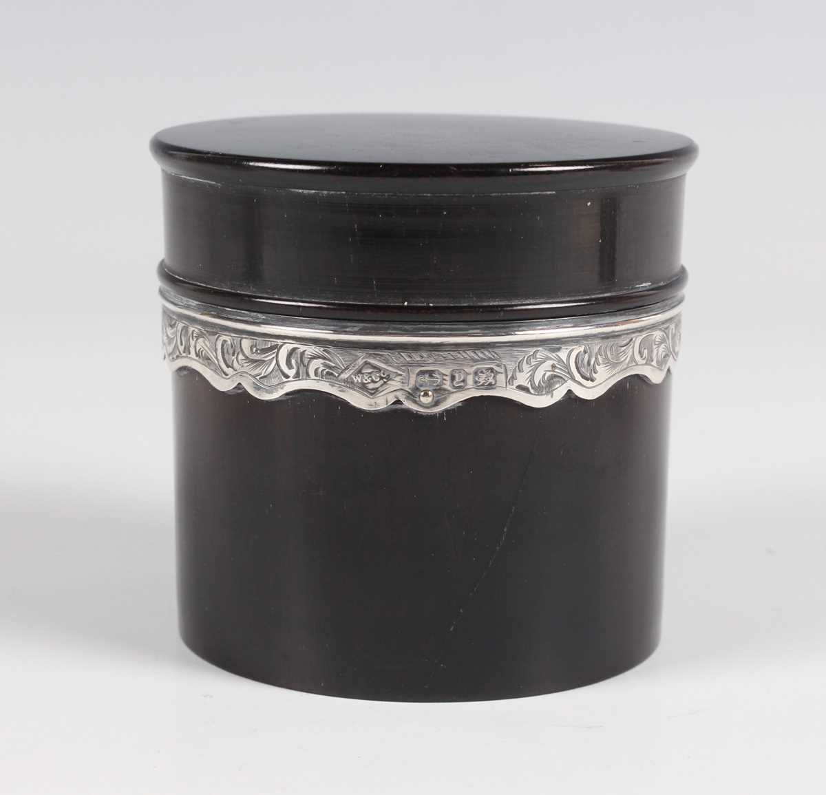 A late Victorian silver tea caddy and cover of shaped oval form with bright-cut decoration, - Image 6 of 10