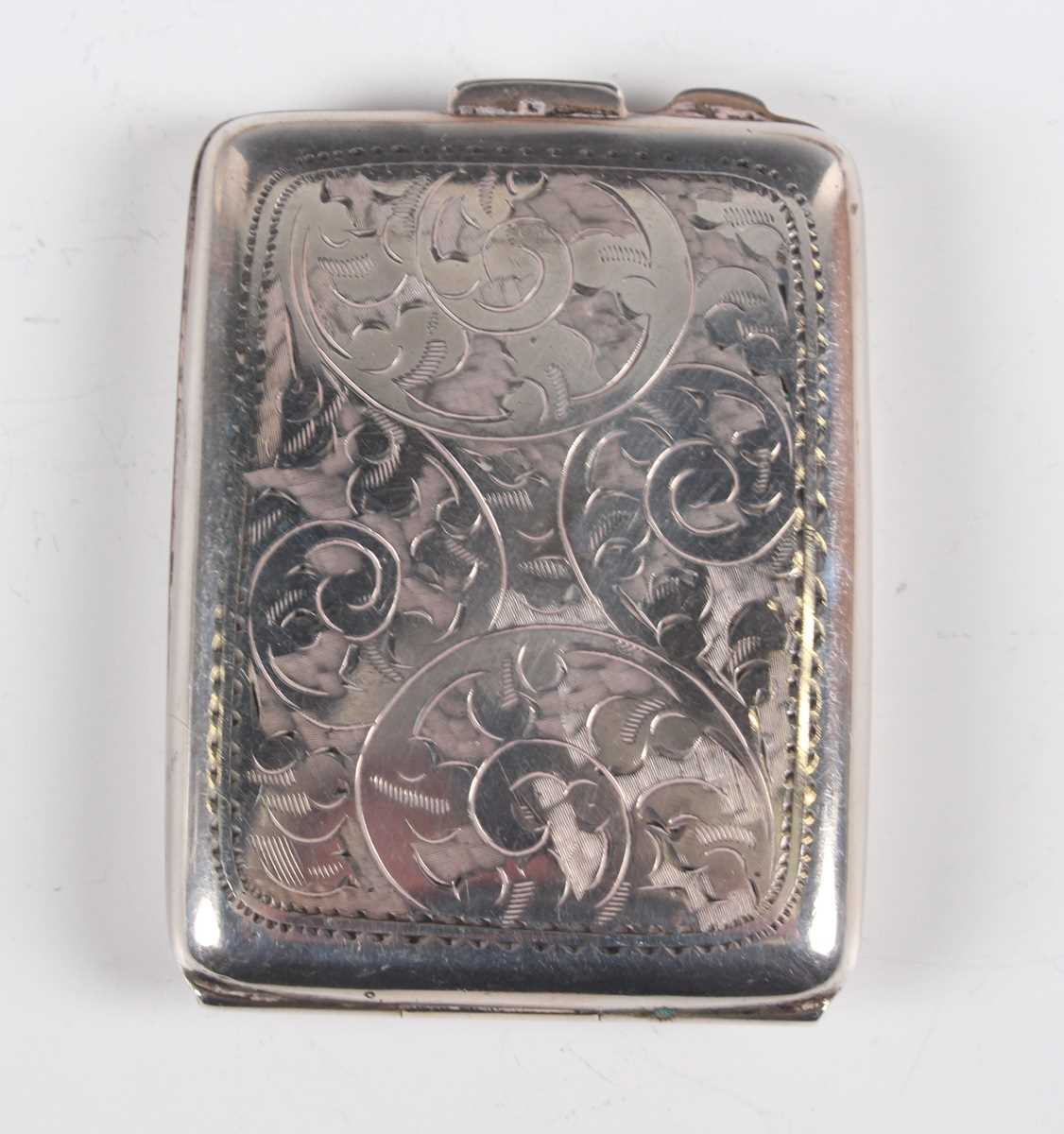 A Victorian silver snuff box of curved rectangular form, engraved with fern fronds, Birmingham - Image 9 of 14