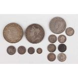 An Edward VII Maundy four-coin set 1907, uncased, a George III crown 1822, a George V crown 1935 and