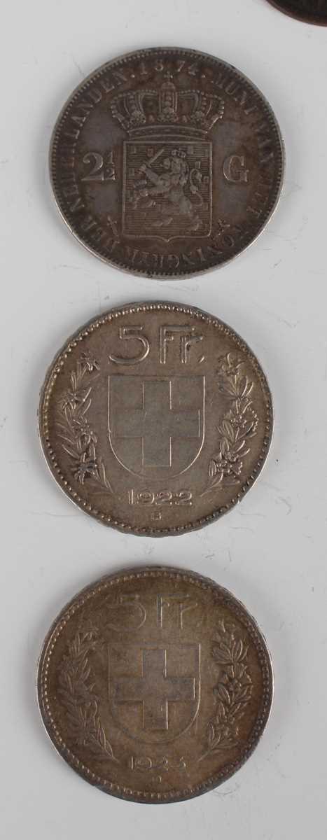 Two Switzerland silver five francs, 1922 and 1923, Bern Mint, a Netherlands two-and-a-half gulden - Image 2 of 4