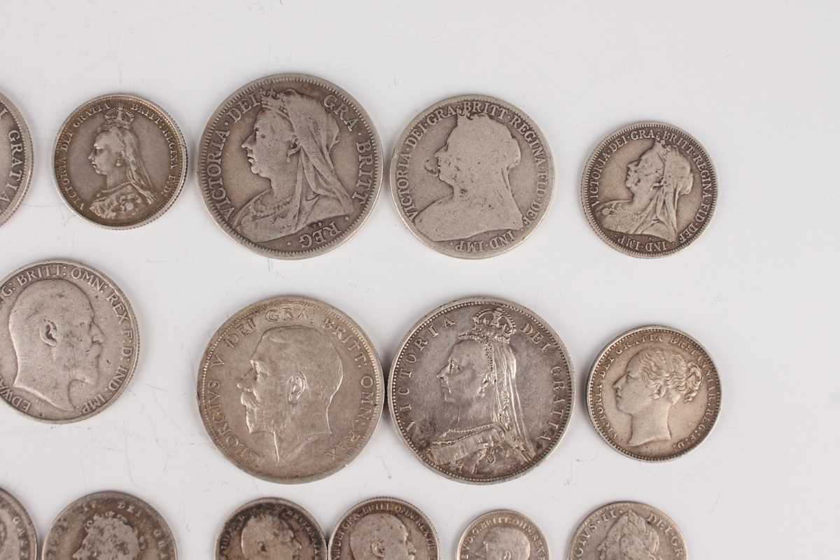 A collection of Victorian and later silver coinage, including a Victoria Young Head shilling 1883, a - Image 3 of 5