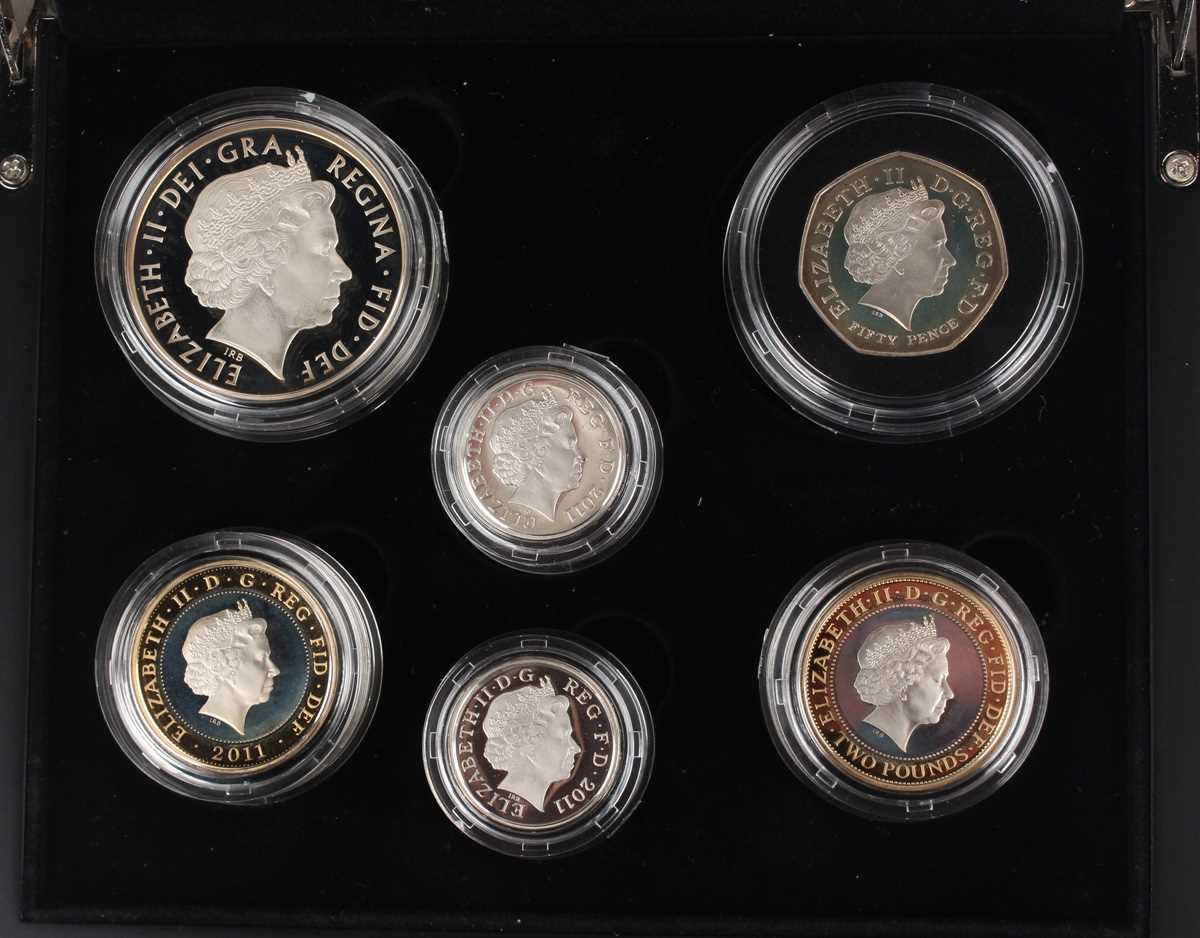 An Elizabeth II Royal Mint United Kingdom silver piedfort six-coin set 2011, boxed with - Image 3 of 3