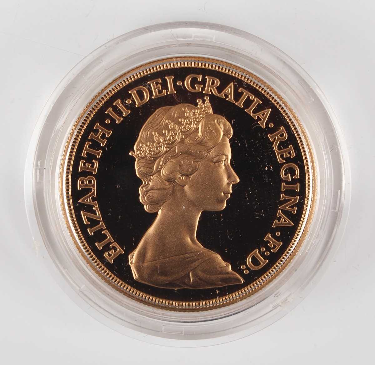 An Elizabeth II Royal Mint gold proof five pounds 1981, cased with certificate. - Image 2 of 3