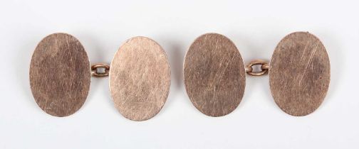 A pair of 9ct gold oval cufflinks, Birmingham 1923, weight 9.7g, dimensions of each front 1.8cm x