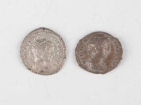 Two Imperial Roman silver denarii, comprising Faustina Senior 141 AD, reverse with Aeternitas