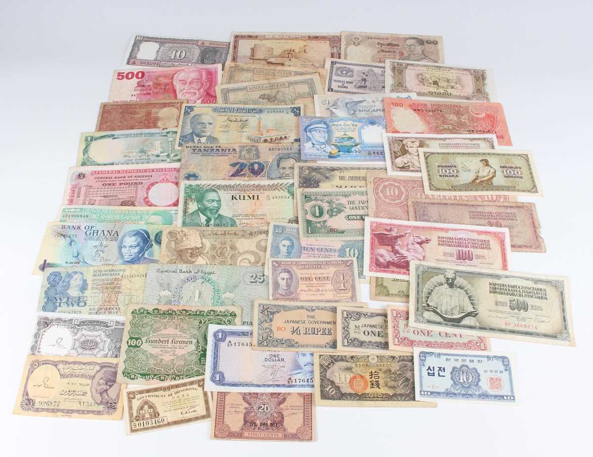 A large collection of European and world banknotes, mostly circulated and soiled, including a - Image 6 of 7