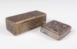 A 19th century French silver and parcel gilt rectangular snuff box, engraved with flowers and