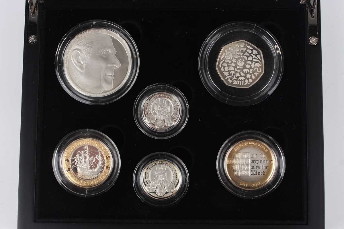An Elizabeth II Royal Mint United Kingdom silver piedfort six-coin set 2011, boxed with - Image 2 of 3
