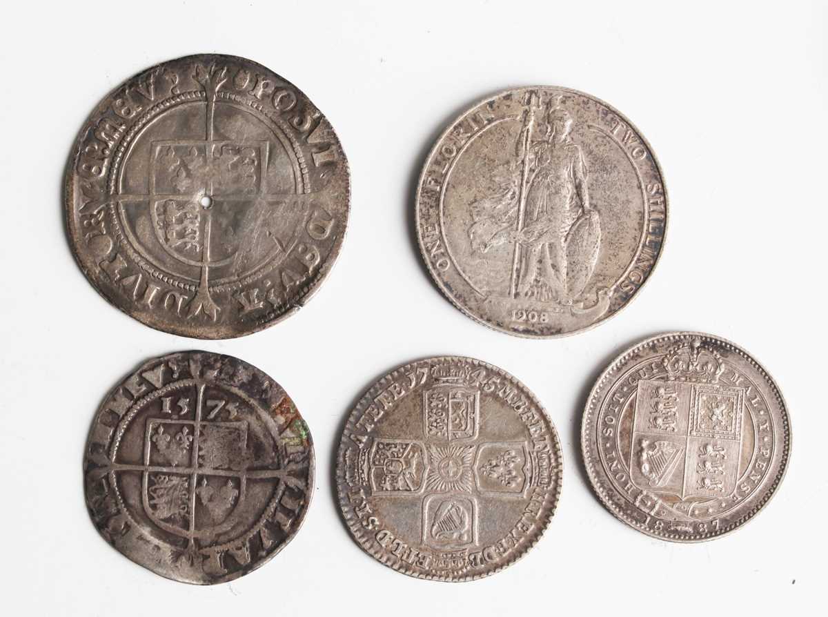 A small collection of British silver and copper alloy coinage, including two early English - Image 3 of 5