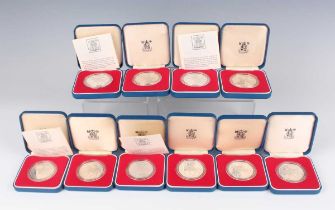 A group of ten Elizabeth II silver proof Silver Jubilee crowns 1977, deluxe-cased.
