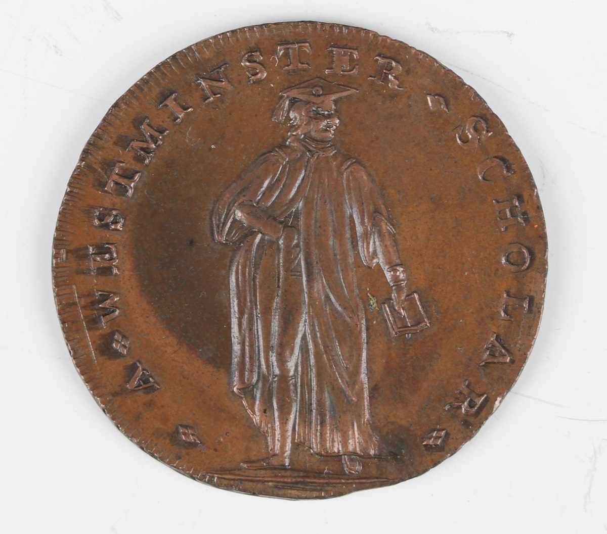 A Thomas Spence halfpenny mule token, detailed 'A Westminster Scholar' (DH 704), and an - Image 4 of 5