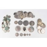 A small collection of silver and silver nickel coinage, including three Elizabeth II silver