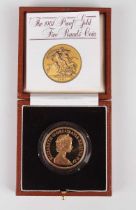 An Elizabeth II Royal Mint gold proof five pounds 1981, cased with certificate.