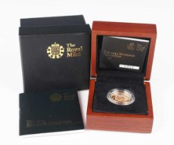 An Elizabeth II Royal Mint proof sovereign 2013, boxed with certificate and booklet.
