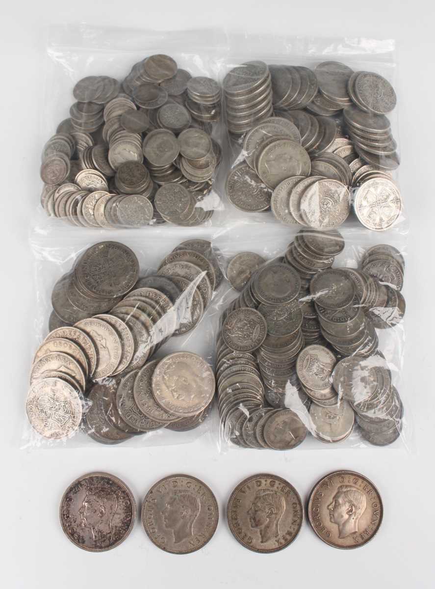 A large collection of pre-1947 British silver nickel coinage, including four George VI crowns