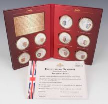 An Elizabeth II Windsor Mint The Queen's Beasts ten-coin set, within a presentation folder with