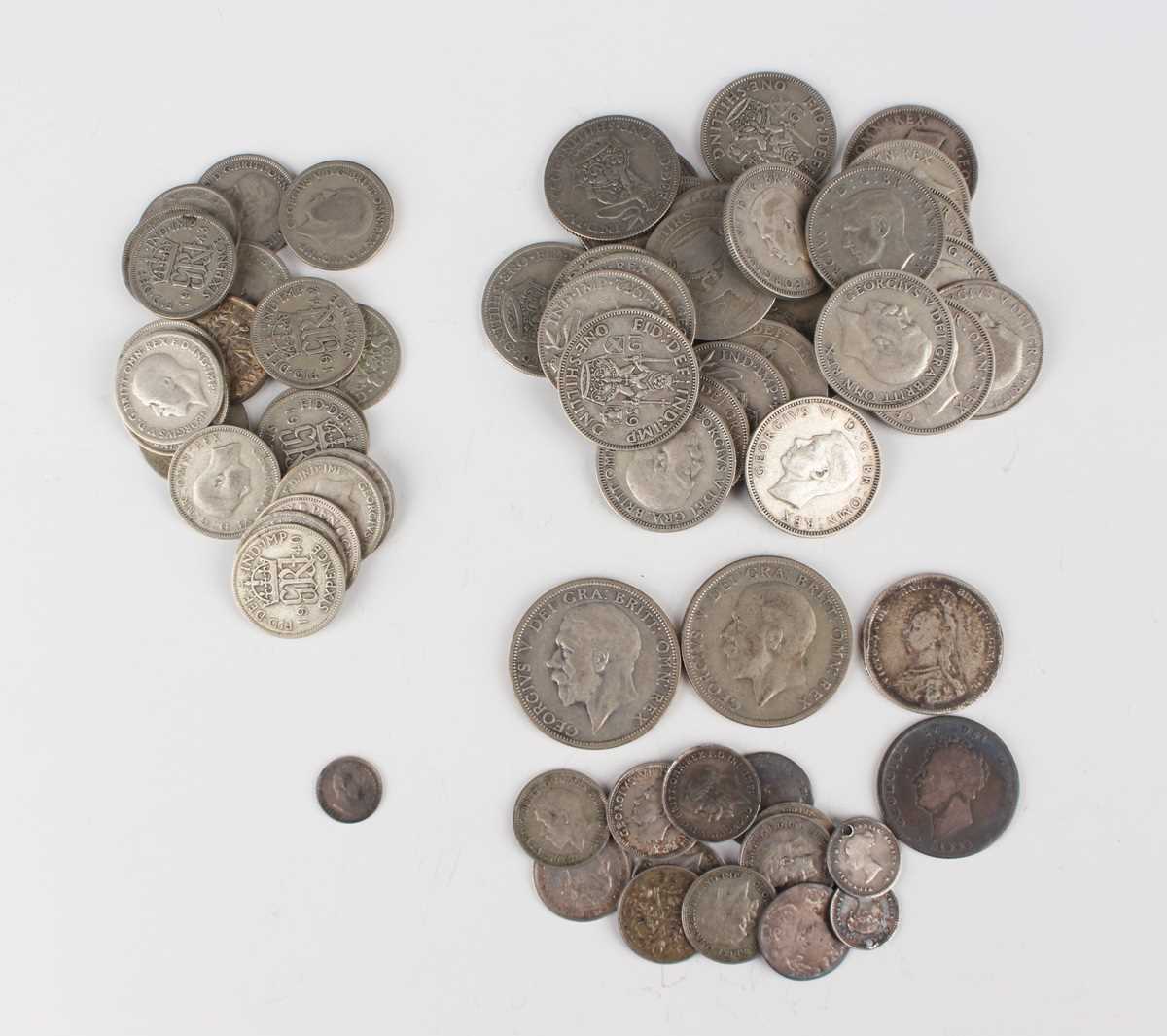 A William IV Maundy penny 1833 and a small collection of pre-1947 British silver nickel coinage,