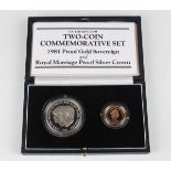 An Elizabeth II Royal Mint two-coin commemorative set, comprising proof sovereign 1981 and Royal