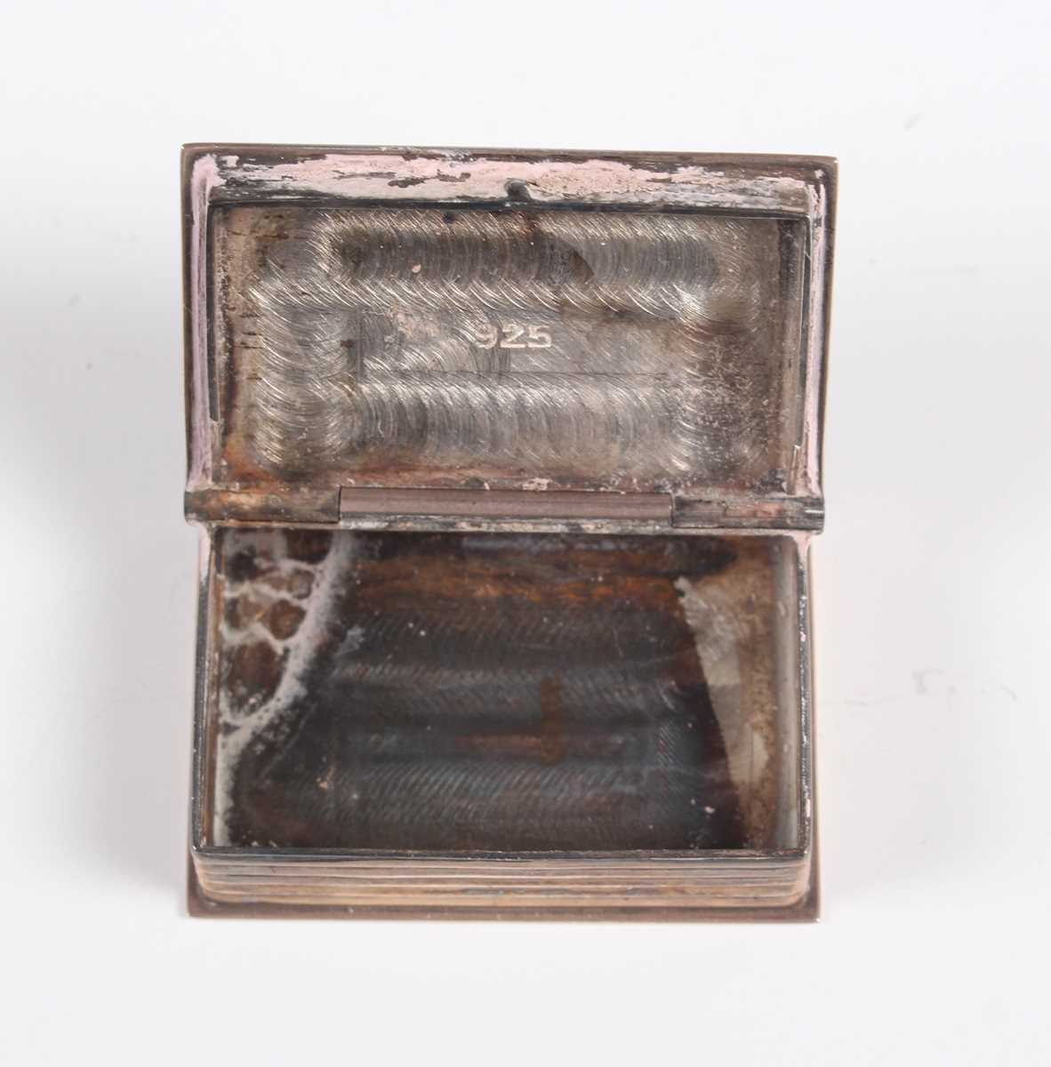 A group of fourteen silver pill and snuff boxes, including a circular pillbox with four hinged - Image 11 of 12