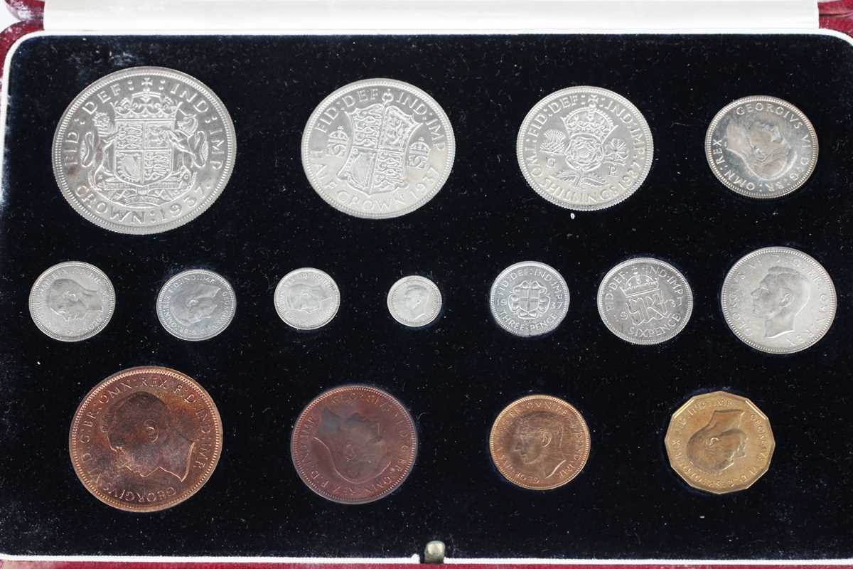 A George VI Coronation fifteen-coin specimen proof set 1937 (impaired), cased (some storage damage - Image 2 of 3