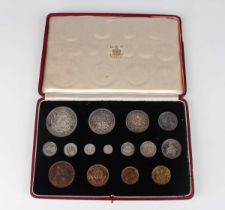 A George VI fifteen-coin presentation set 1937, within original gilt-tooled leather case (some minor