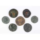 A group of Roman larger denomination bronze and copper alloy coinage, including an Antoninus Pius