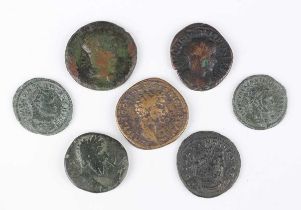 A group of Roman larger denomination bronze and copper alloy coinage, including an Antoninus Pius