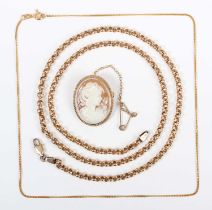 A 9ct gold circular link neckchain on a sprung hook shaped clasp, weight 18.3g, length 52cm, an 18ct