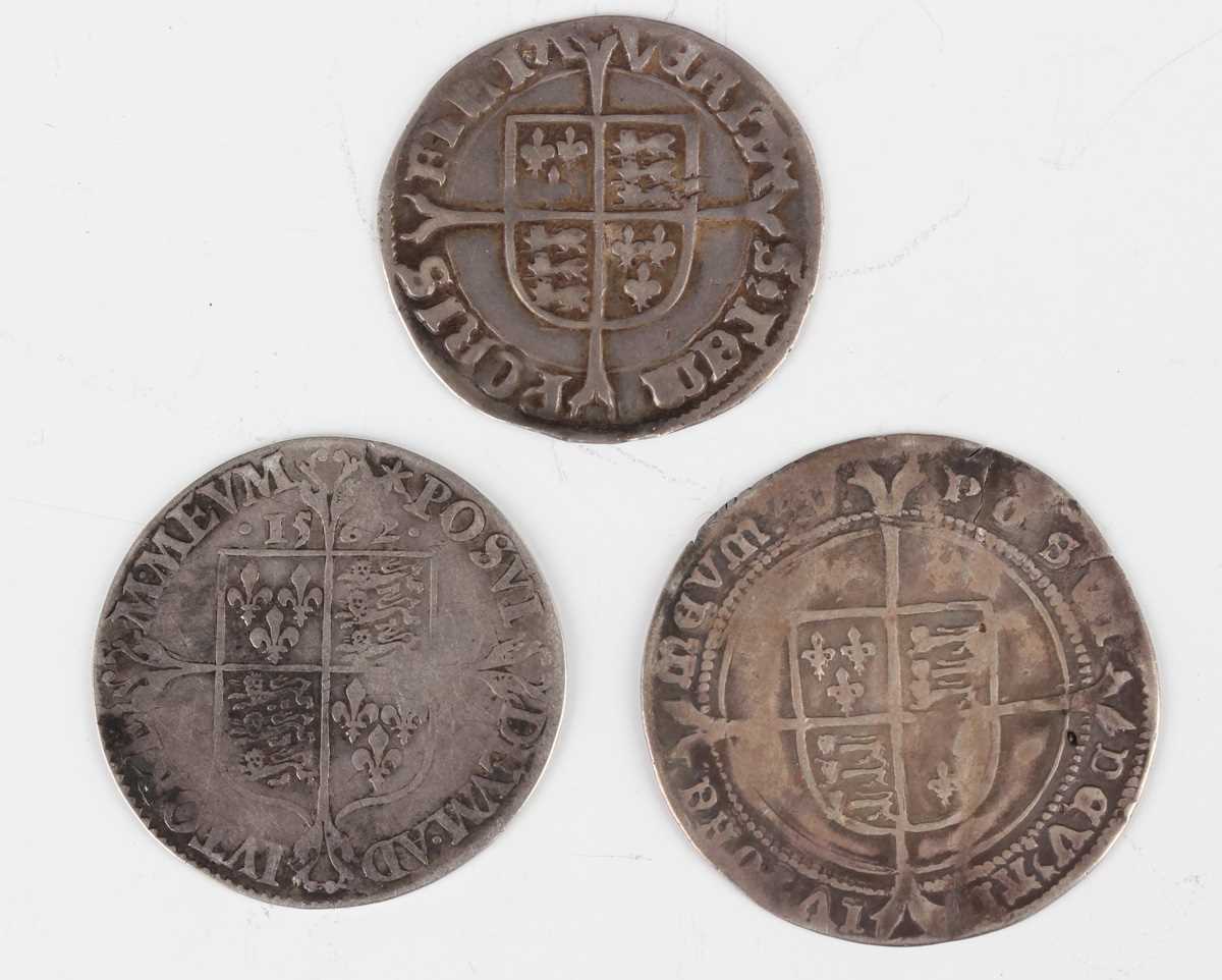 An Edward VI hammered fine silver issue sixpence, mintmark y, Southwark, together with a Mary - Image 2 of 2