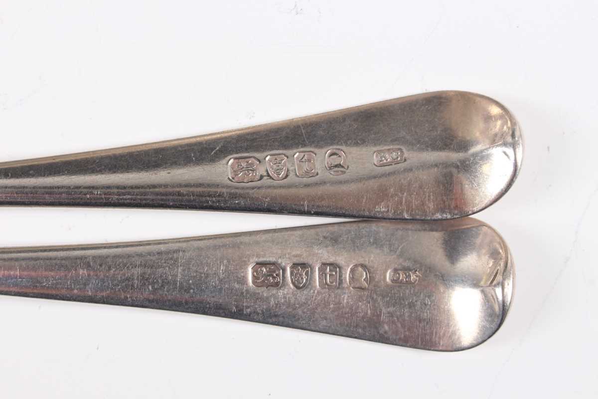 A pair of George III silver Old English pattern tablespoons, London 1794 by Richard Crossley, and an - Image 3 of 8