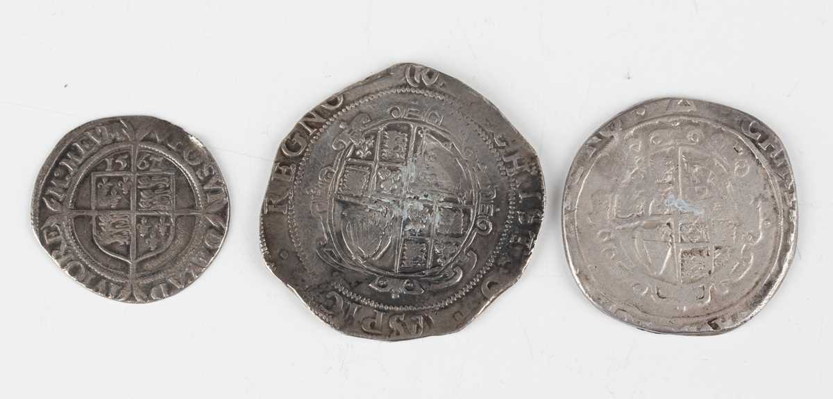 A Charles I hammered silver half-crown, Tower Mint, mintmark R within brackets, another Charles I - Image 2 of 2