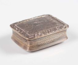 An early Victorian silver rectangular vinaigrette, engraved with scale and foliate scroll