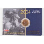 An Elizabeth II Royal Mint Gold Bullion half-sovereign 2004, within a presentation pack.