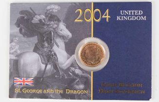 An Elizabeth II Royal Mint Gold Bullion half-sovereign 2004, within a presentation pack.