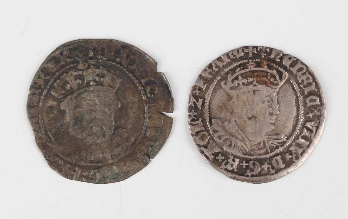 A Henry VIII posthumous issue portrait groat 1547-50, debased mintmark lis, and a Henry VIII