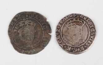 A Henry VIII posthumous issue portrait groat 1547-50, debased mintmark lis, and a Henry VIII