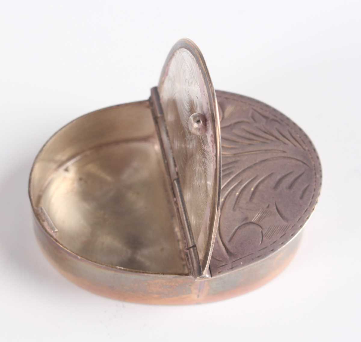 A group of fourteen silver pill and snuff boxes, including a circular pillbox with four hinged - Image 8 of 12