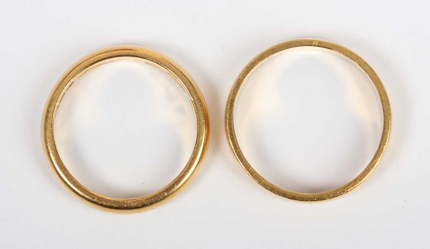 A 22ct gold wedding ring, Birmingham 1932, ring size approx Q, and another 22ct gold wedding ring, - Image 3 of 3