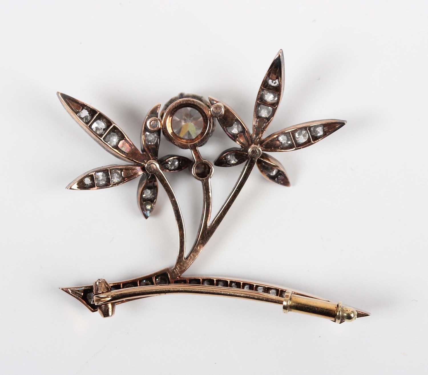 A Continental gold backed, silver set and diamond brooch, last quarter of the 19th century, designed - Image 2 of 3