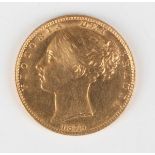 A Victoria Young Head shield back sovereign 1879, Sydney Mint.