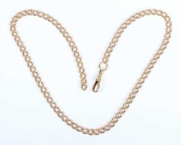 An 18ct gold curblink Albert watch chain, fitted with an 18ct gold swivel, weight 43.3g, length