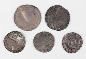 An Elizabeth I first issue shilling 1558-1560, mintmark lis, together with four other Elizabeth I