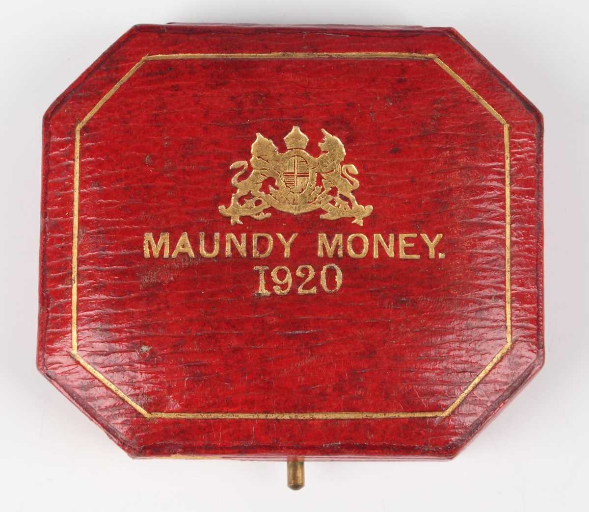 A George V Maundy four-coin set 1920, within original gilt-tooled leather presentation case ( - Image 3 of 3