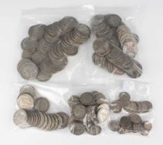 A large group of pre-1947 British silver nickel coinage, including half-crowns, florins,