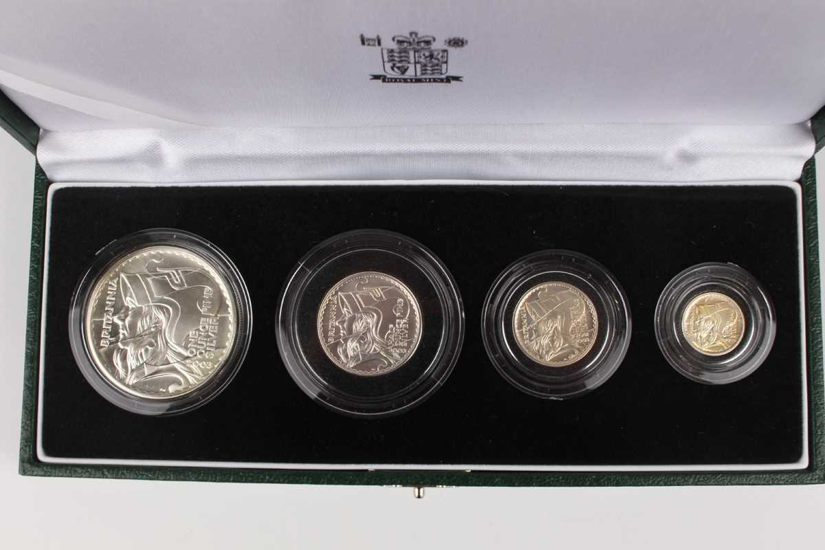 An Elizabeth II Royal Mint silver proof Britannia four-coin set 2003, boxed with certificate - Image 2 of 4